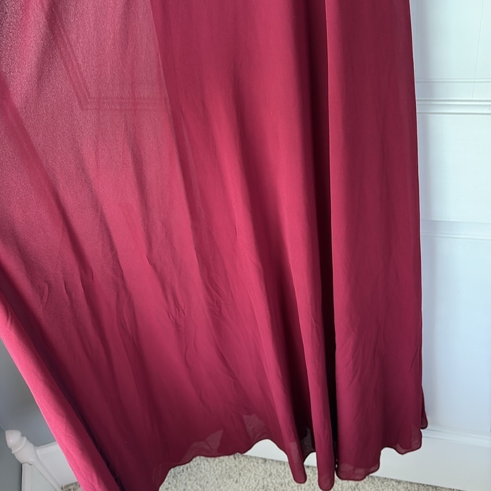 Lulu's Red Burgundy Strapless Open Back Bridesmaid Dress small - Picture 5 of 7